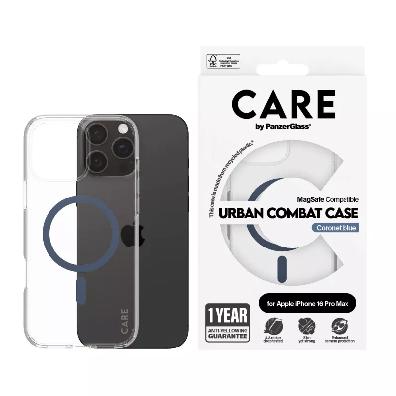 Cover PanzerGlass CARE by Flagship ümbris Transparent Urban Combat Blue MagSafe iPhone 16 Pro Max