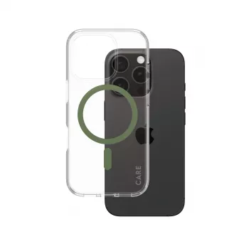 PanzerGlass CARE™ by ® Urban Combat ümbris läbipaistev rohelise MagSafe'iga iPhone 16 Pro