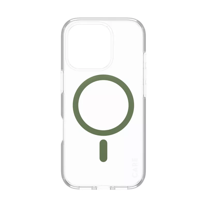 PanzerGlass CARE™ by ® Urban Combat ümbris läbipaistev rohelise MagSafe'iga iPhone 16 Pro
