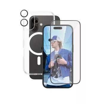 PanzerGlass ® | CARE by ® Flagship 3-in-1 komplekt iPhone 16, Apple, Apple - iPhone 16, Kuiv paigaldus, Kriimustuskindel, Löögikindel, Läbipaistev, 1 tk