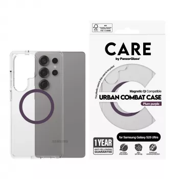 PanzerGlass CARE™ by ® Urban Combat Case läbipaistev ploomililla Qi-ühilduv Samsung Galaxy S25 Ultra