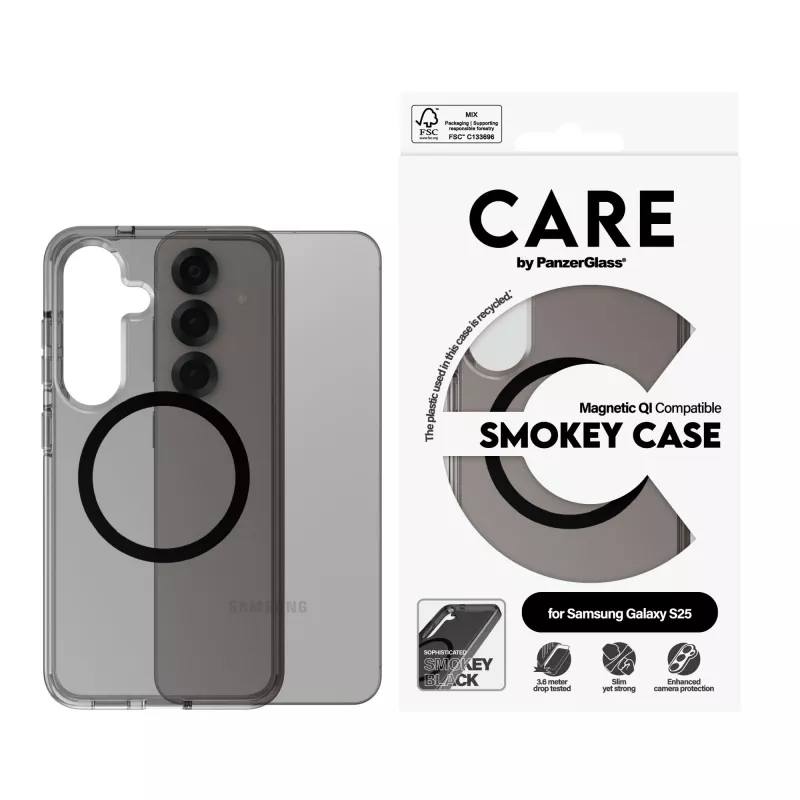 PanzerGlass CARE™ by ® Urban Combat Case Smokey w. Must Qi Ühilduv Samsung Galaxy S25