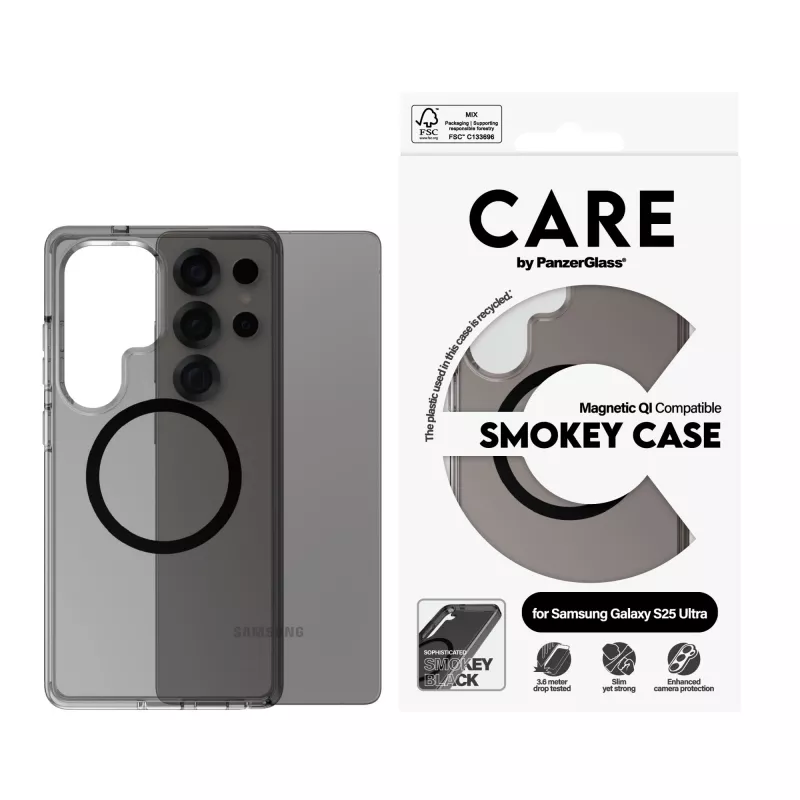 PanzerGlass CARE™ by ® Urban Combat Case Smokey w. Must Qi Ühilduv Samsung Galaxy S25 Ultra