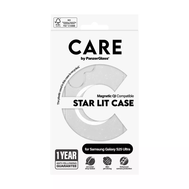 PanzerGlass CARE™ by ® Urban Combat Case Star Lit w. Valge Qi Ühilduv Samsung Galaxy S25 Ultra