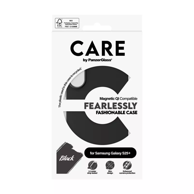 PanzerGlass CARE™ by ® ümbris Must, Qi-ühilduv Samsung Galaxy S25+
