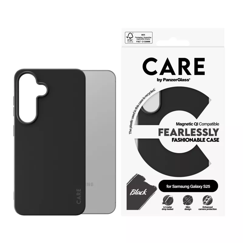 PanzerGlass CARE™ by ® ümbris Must koos Qi ühilduvusega Samsung Galaxy S25