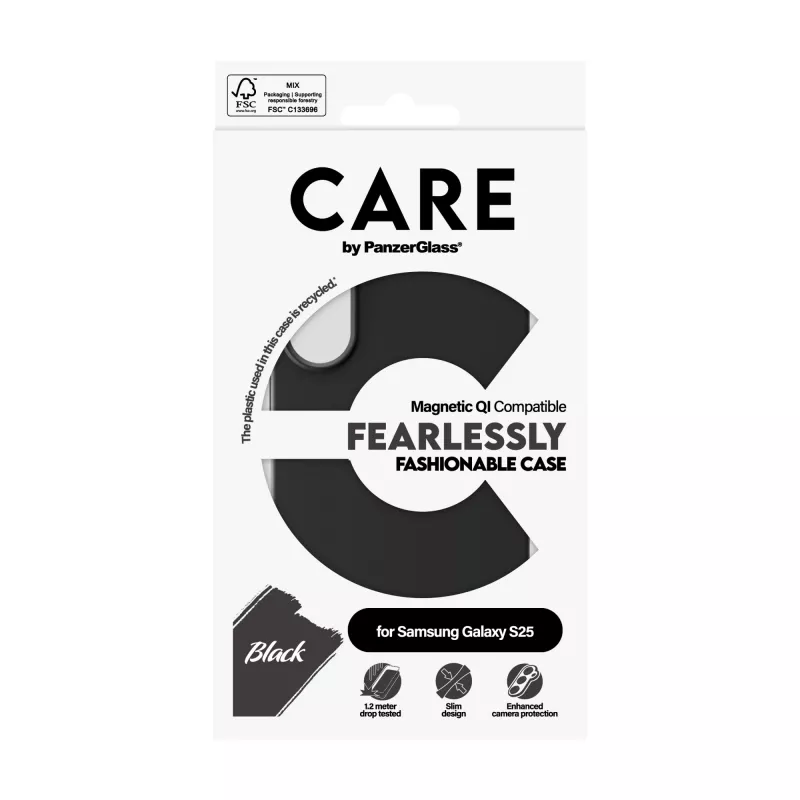 PanzerGlass CARE™ by ® ümbris Must koos Qi ühilduvusega Samsung Galaxy S25
