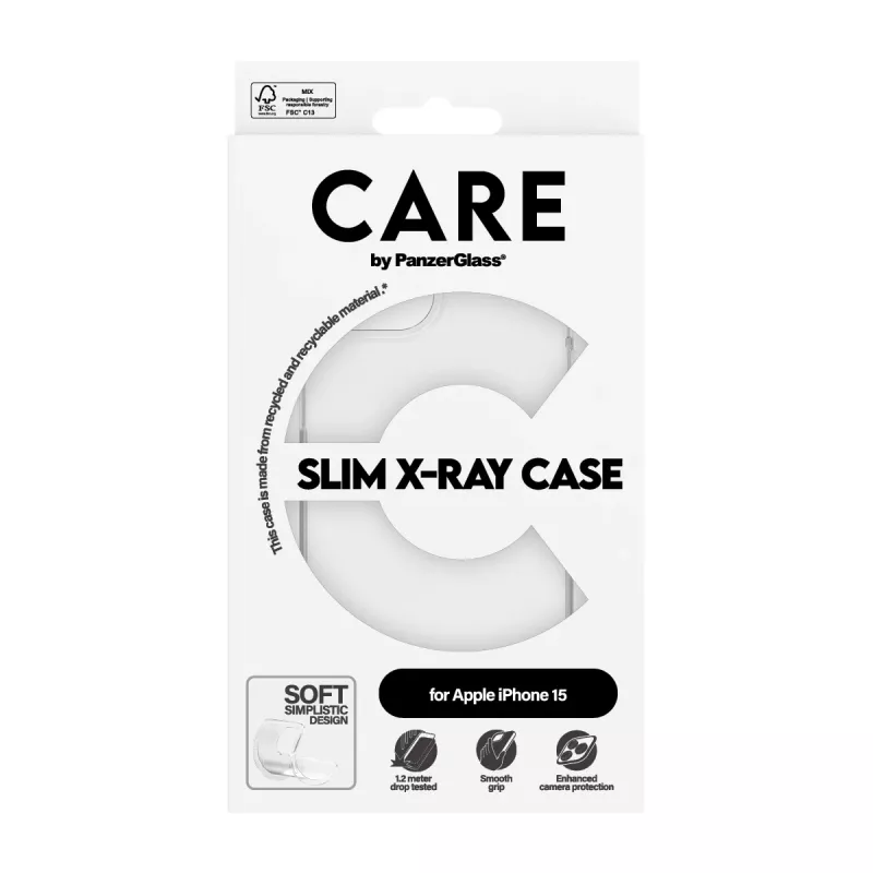 Cover PanzerGlass CARE by ® moodne ümbris Transparent X-Ray Soft Basic iPhone 15