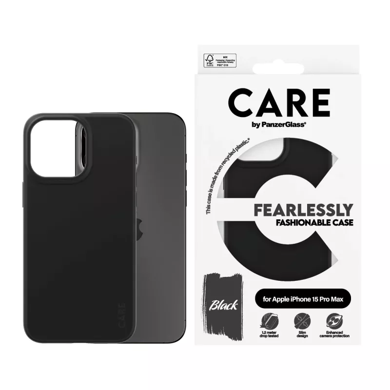 Cover PanzerGlass CARE by moodne ümbris Must iPhone 15 Pro Max