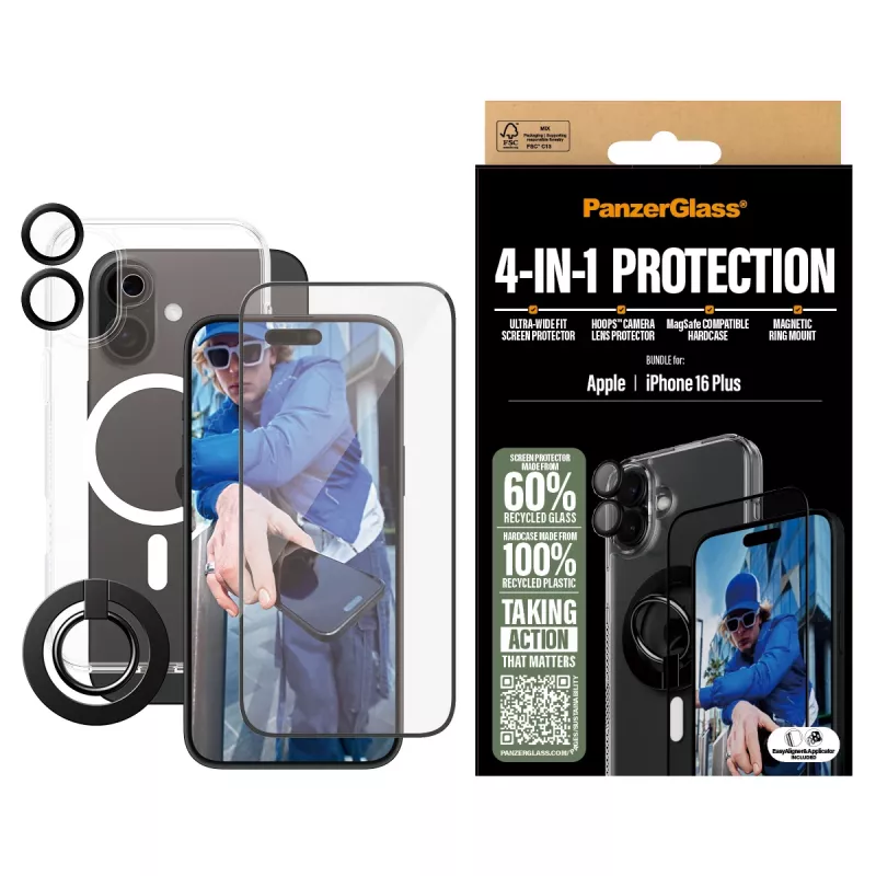 PanzerGlass® 4-in-1 kaitsepakett iPhone 16 Plus