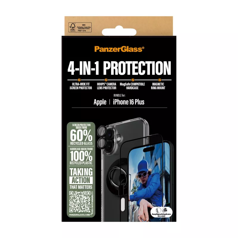 PanzerGlass® 4-in-1 kaitsepakett iPhone 16 Plus