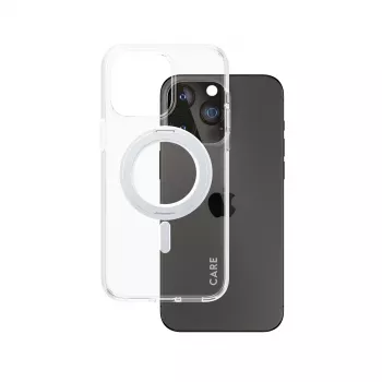 PanzerGlass CARE™ by ® läbipaistev ümbris hõbedase jalaga ja MagSafe'iga iPhone 15 Pro Max