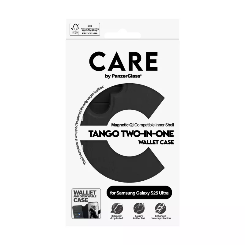 PanzerGlass CARE™ by ® Tango 2-in-1 rahakotiga ümbris koos Qi ühilduvusega Samsung Galaxy S25 Ultra jaoks