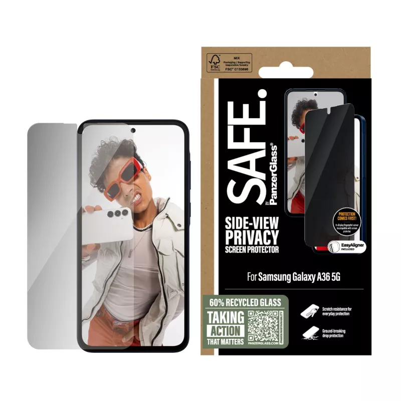PanzerGlass SAFE. by ® privaatsusekraanikaitse Samsung Galaxy A36 5G | ülilai paigaldus koos EasyAligneriga