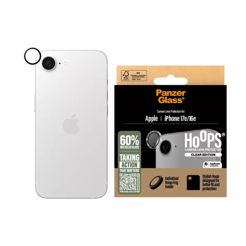 PanzerGlass ® Hoops® kaamera läätse kaitse läbipaistev iPhone 17e | 16e