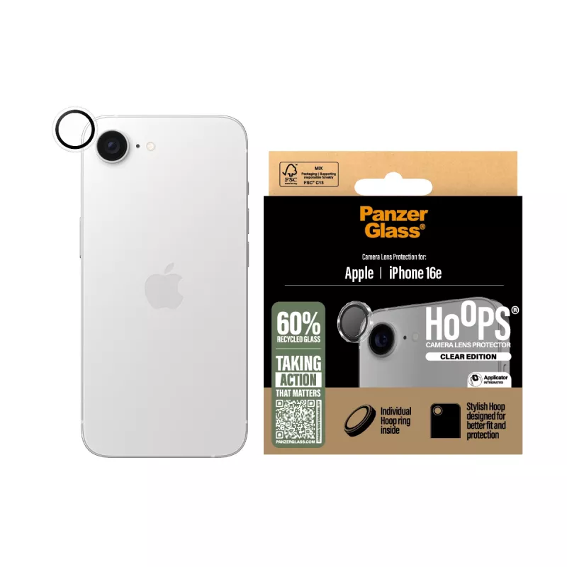 PanzerGlass ® Hoops® kaamera läätse kaitse läbipaistev iPhone 17e | 16e