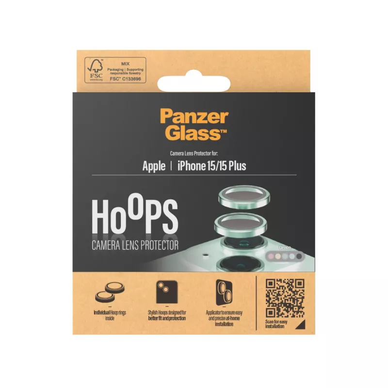 PanzerGlass ® Hoops® Kaamera objektiivi kaitse roheline iPhone 15 | 15 Plus
