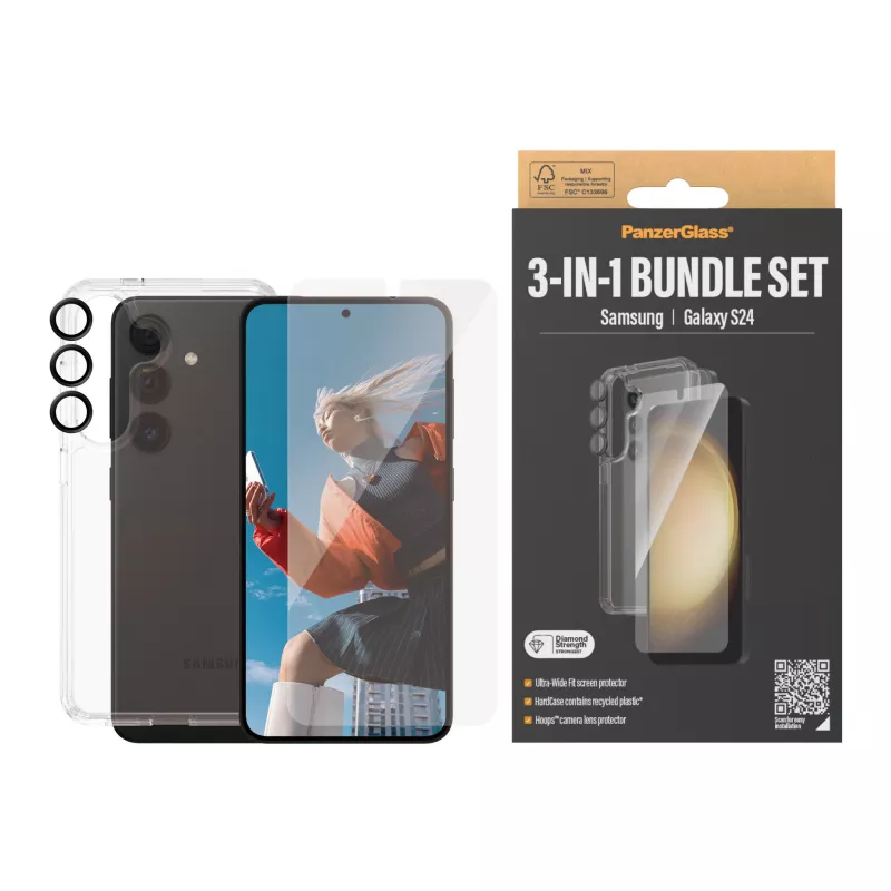 PanzerGlass ® 3-in-1 Bundle Samsung Galaxy S24 | Ultra-Wide Fit w. EasyAligner