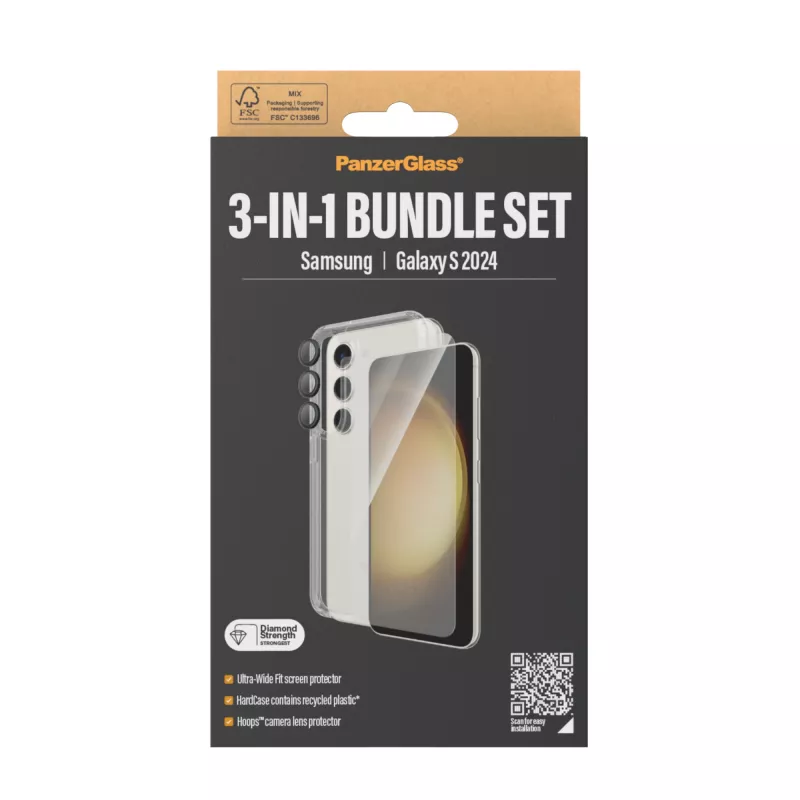 PanzerGlass ® 3-in-1 Bundle Samsung Galaxy S24 | Ultra-Wide Fit w. EasyAligner