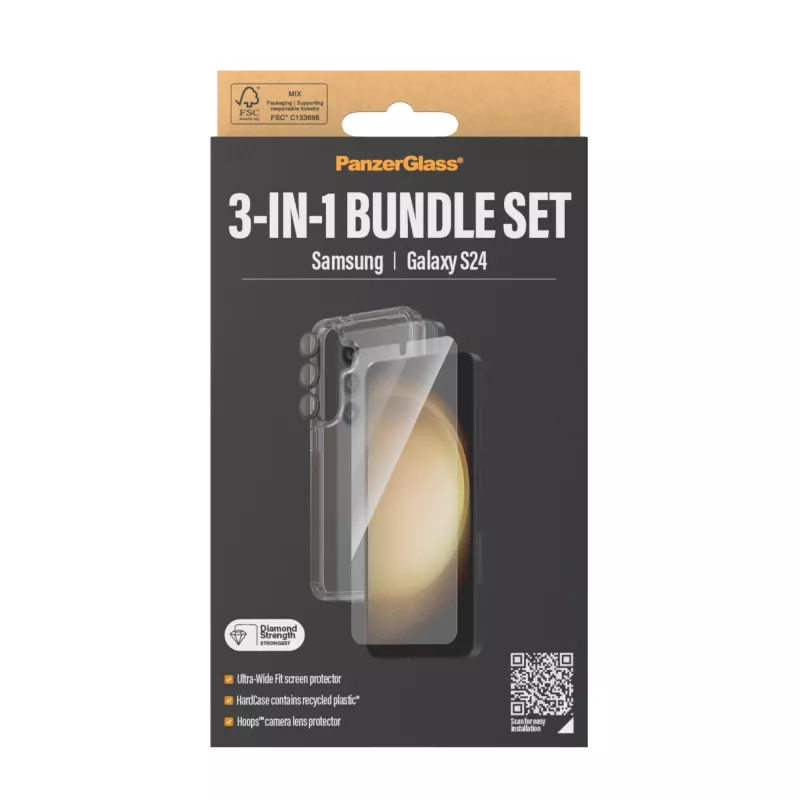 PanzerGlass ® 3-in-1 Bundle Samsung Galaxy S24 | Ultra-Wide Fit w. EasyAligner