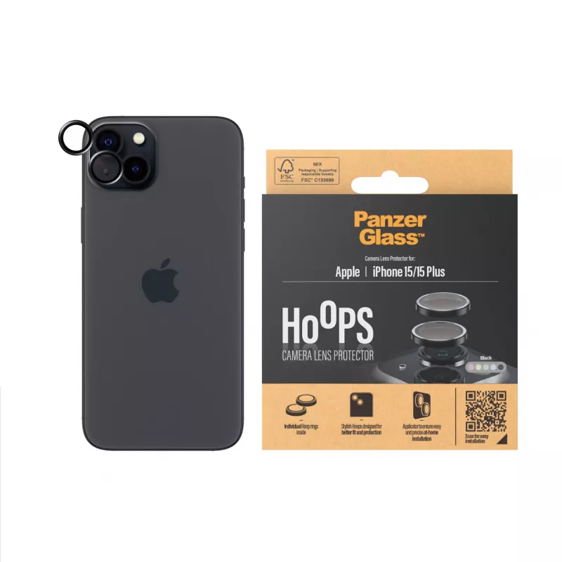 PanzerGlass ® Hoops® Kaamera objektiivi kaitse Must iPhone 15 | 15 Plus