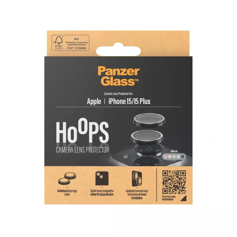 PanzerGlass ® Hoops® Kaamera objektiivi kaitse Must iPhone 15 | 15 Plus