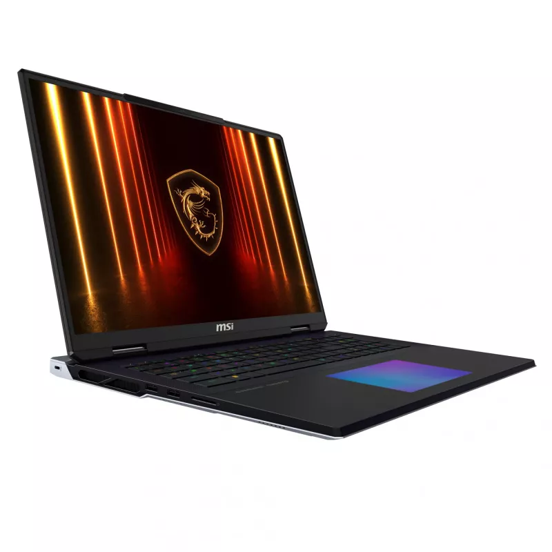 MSI Titan 18 HX AI A2XWIG-073 sülearvuti Intel Core Ultra 9 285HX 45,7 cm (18 tolli) UHD+ 64 GB DDR5-SDRAM 6 TB SSD NVIDIA GeForce RTX 5080 Wi-Fi 7 (802.11be) Windows 11 Pro Must
