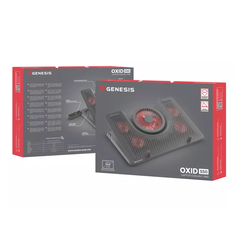 GENESIS Oxid 550 sülearvuti jahutusalus 43,9 cm (17,3 tolli) 2800 RPM Must