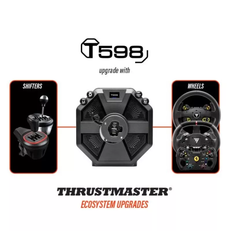 Thrustmaster T598 Must, Punane USB Rool + Pedaalid Analoog-/Digitaal PC, PlayStation 4, PlayStation 5