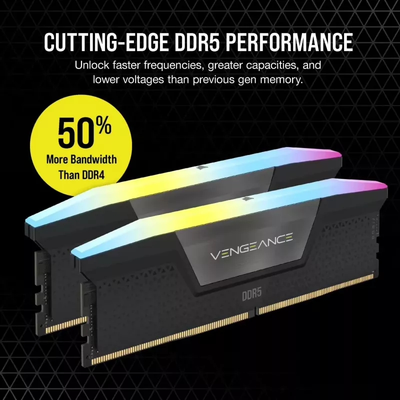 CORSAIR Memory 32GB DDR5 (2x16GB) DRAM 6400MT/s CL36 Memory Kit Vengeance RGB – must