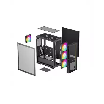 PC korpus DeepCool MATREXX 55 MESH V4 C Midi Tower Must — ATX, karastatud klaas, esivõrk, USB-C