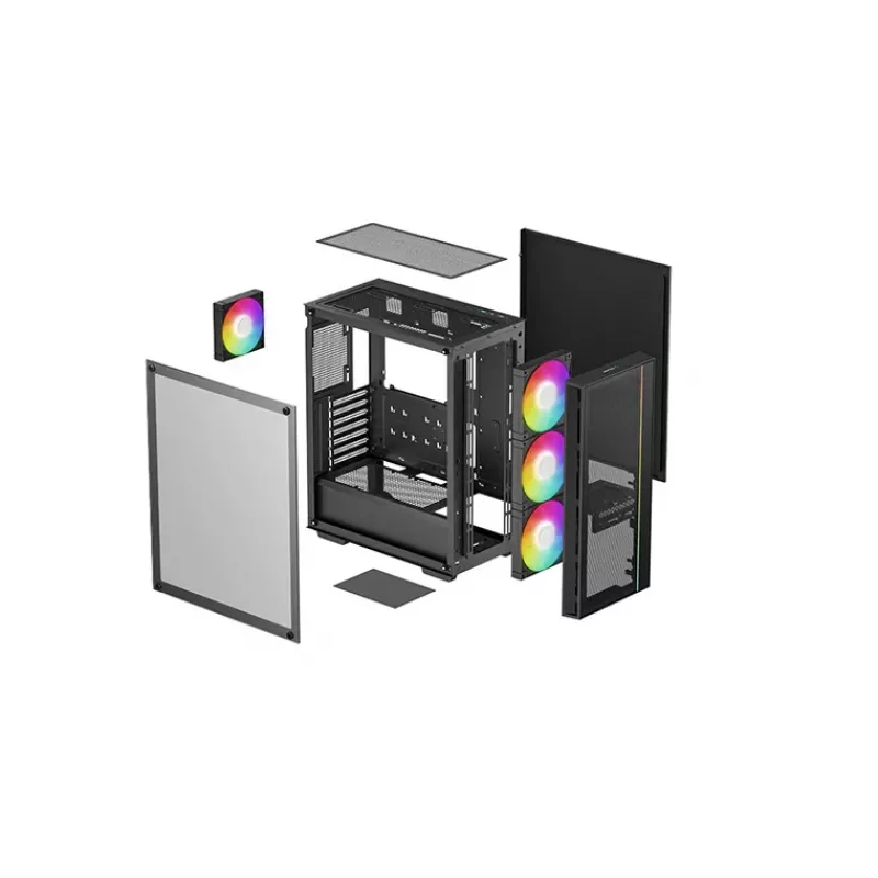 PC korpus DeepCool MATREXX 55 MESH V4 C Midi Tower Must — ATX, karastatud klaas, esivõrk, USB-C