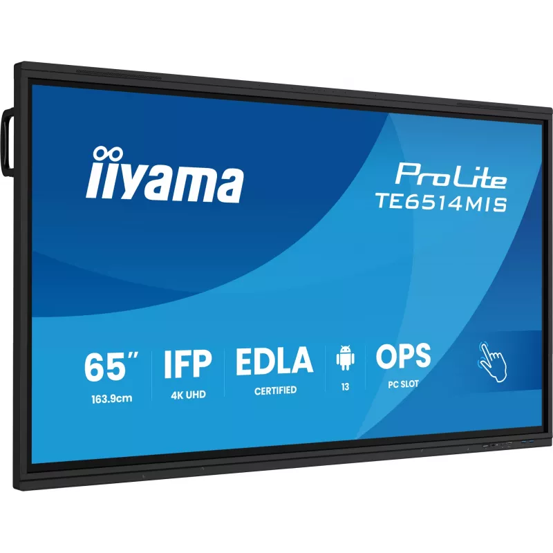iiyama PROLITE TE6514MIS-B2AG Kiosk disain 165,1 cm (65 tolli) LCD Wi-Fi 435 cd/m² 4K Ultra HD Must Puuteekraan Sisseehitatud protsessor Android 24/7