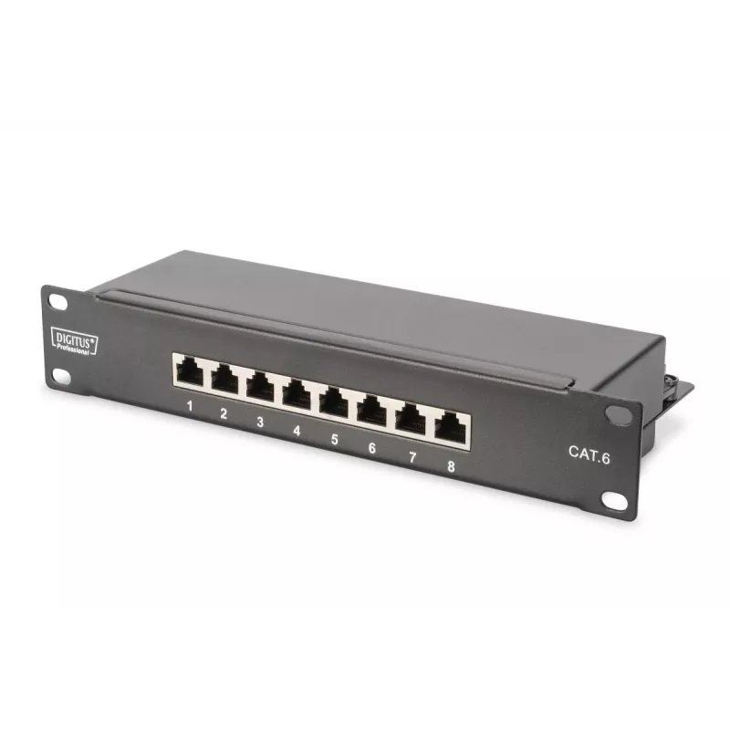 DIGITUS 10in võrgukomplekt - 6U kapp must riiul PDU 8 pordiga kommutaator CAT6 patch-paneel