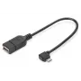 DIGITUS USB 2.0 adapterkaabel, OTG, tüüp micro B - A M/F, 15cm USB 2.0 ühilduv, täisnurkne, must