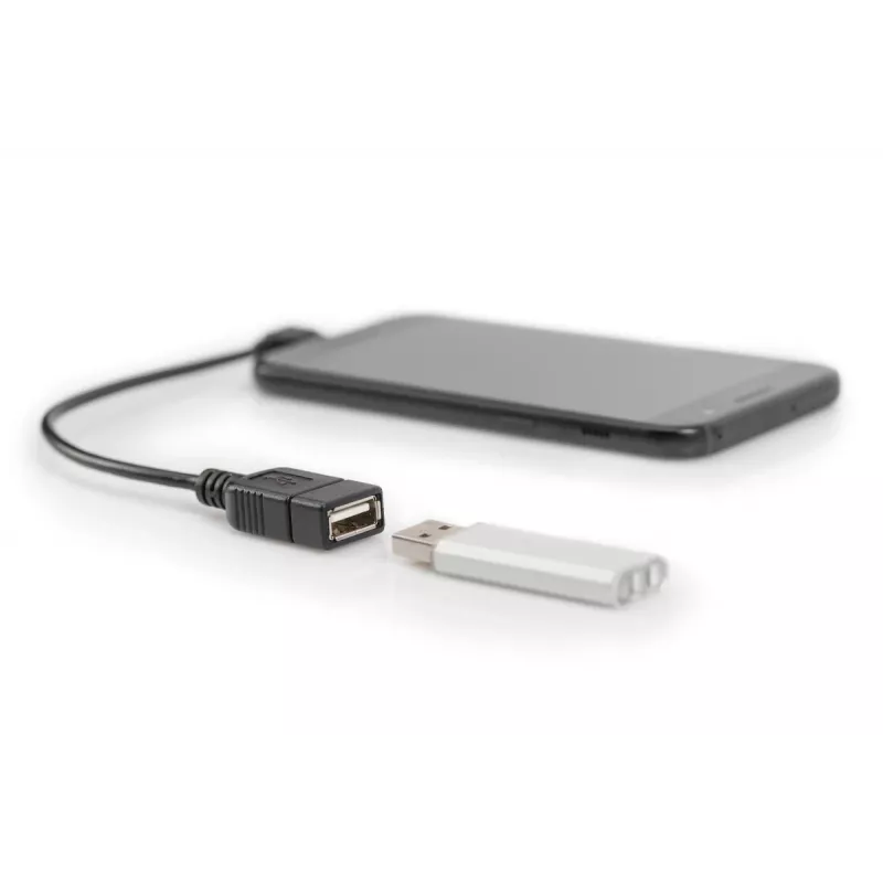 DIGITUS USB 2.0 adapterkaabel, OTG, tüüp micro B - A M/F, 15cm USB 2.0 ühilduv, täisnurkne, must