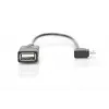 DIGITUS USB 2.0 adapterkaabel, OTG, tüüp micro B - A M/F, 15cm USB 2.0 ühilduv, täisnurkne, must