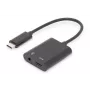DIGITUS USB USB-C Splitter kaabel, type C - 3.5mm+type C M/F/F, 20cm Must