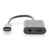 DIGITUS USB USB-C Splitter kaabel, type C - 3.5mm+type C M/F/F, 20cm Must