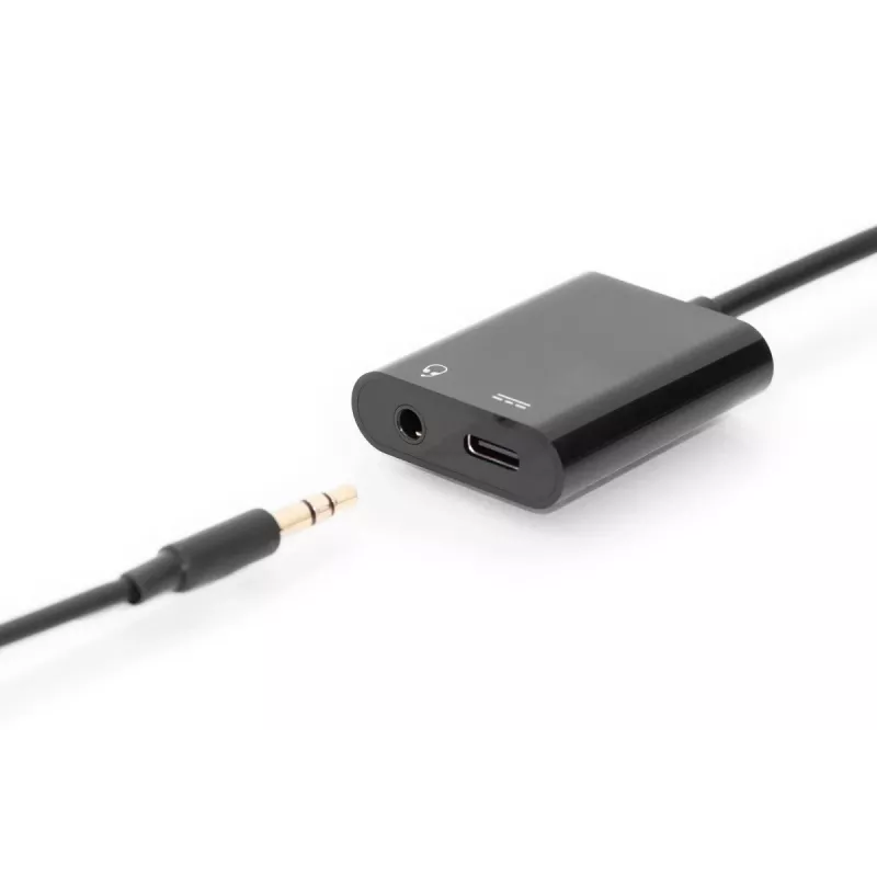 DIGITUS USB USB-C Splitter kaabel, type C - 3.5mm+type C M/F/F, 20cm Must