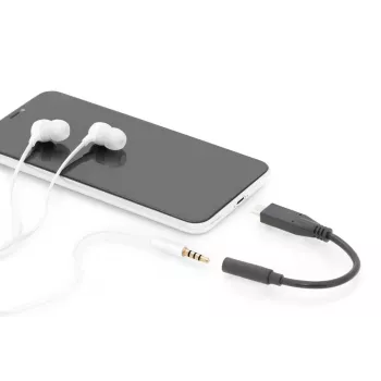 DIGITUS USB Type-C heliadapterkaabel, Type-C - 3,5 mm M/F, 20 cm Heli sisend/väljund, versioon 3.1, CE, must
