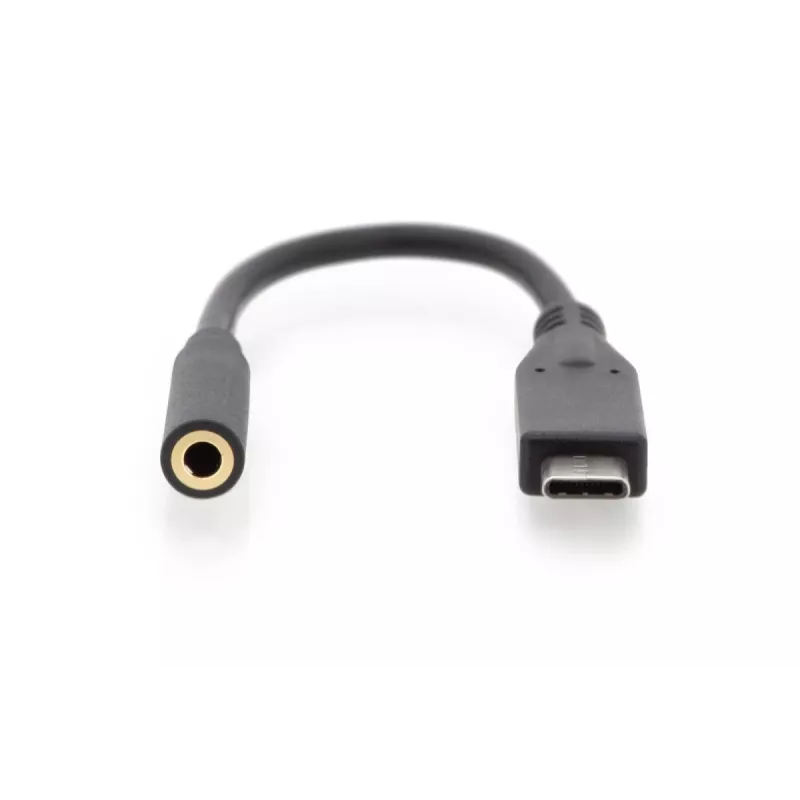 DIGITUS USB Type-C heliadapterkaabel, Type-C - 3,5 mm M/F, 20 cm Heli sisend/väljund, versioon 3.1, CE, must