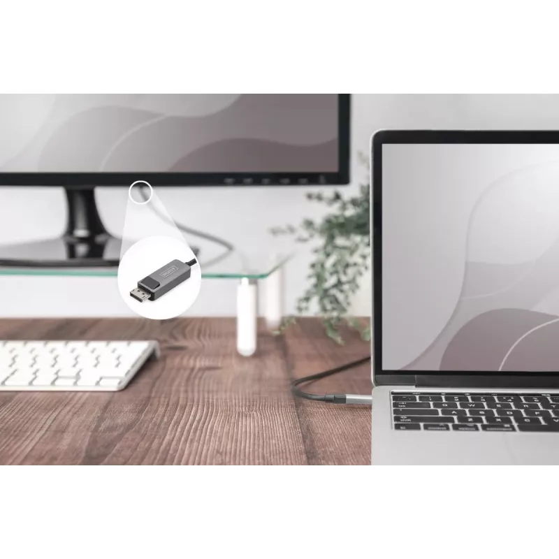 DIGITUS USB Type C DP adapterkaabel 8K@30Hz, HBR3, alumiiniumkorpuses, must, 2m