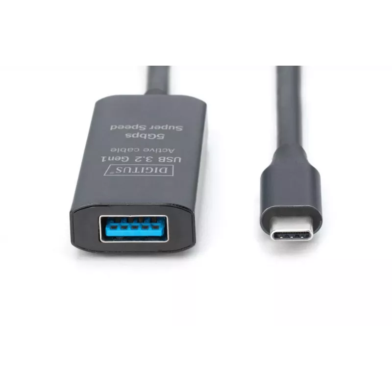 DIGITUS Aktiivne USB-C pikenduskaabel - 5G USB 3.2 Gen1 USB-C - USB-A (M/F) - 5m