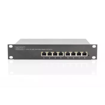 DIGITUS 8 pordiga gigabitine PoE kommutaator 10 inch 8x10/100/1000Mbps RJ45 PoE 96W