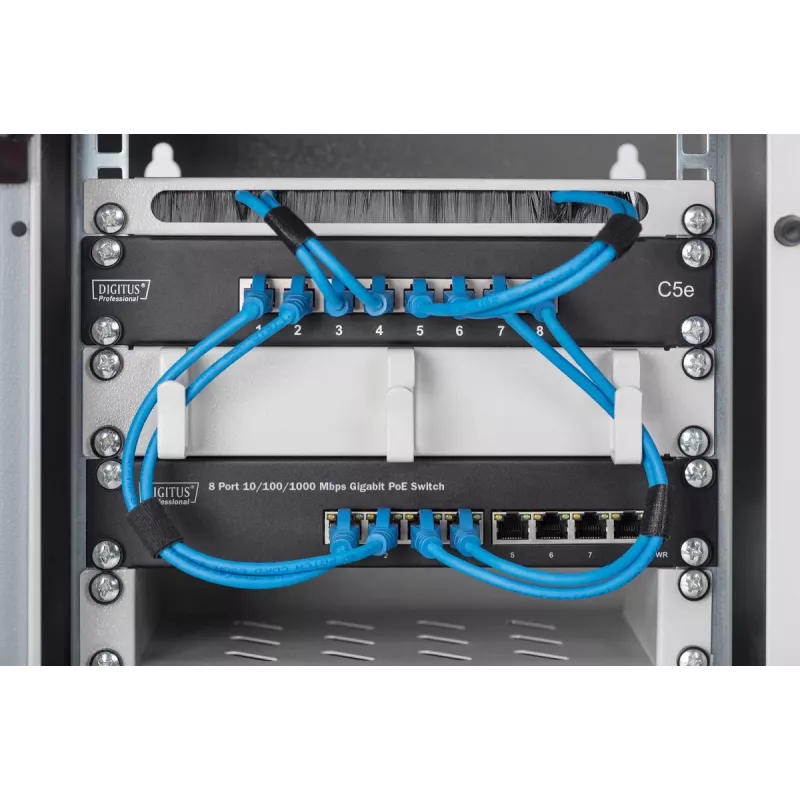DIGITUS 8 pordiga gigabitine PoE kommutaator 10 inch 8x10/100/1000Mbps RJ45 PoE 96W