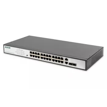 DIGITUS 24-pordine Fast Ethernet PoE-lüliti, 2G Combo TP/SFP, 390 W
