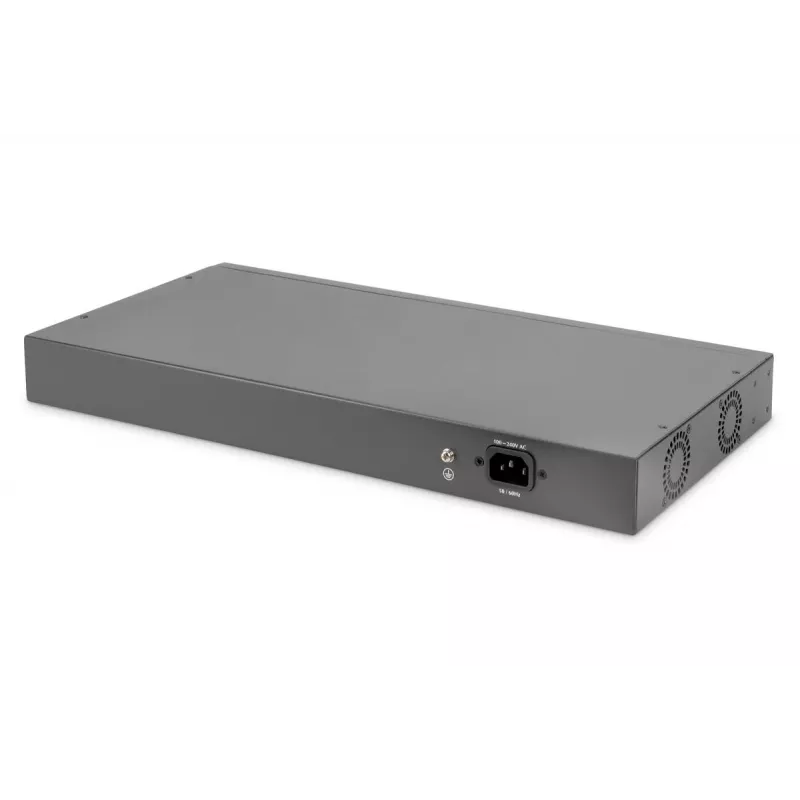 DIGITUS 24-pordine Fast Ethernet PoE-lüliti, 2G Combo TP/SFP, 390 W
