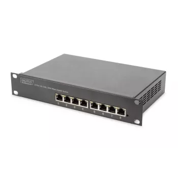DIGITUS 8-pordiline gigabitine Ethernet-kommutaator 10-tolline 8x10/100/1000 Mbps RJ45