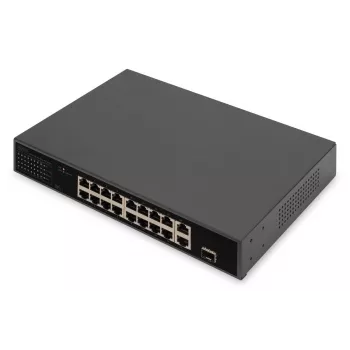 DIGITUS PoE-lüliti 16 porti 10/100 Mbps 16 x10/100Mbps PoE RJ45 porti, 1x GE RJ45, 1x SFP